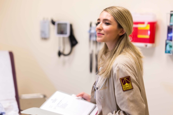 Nursing student in scrubs