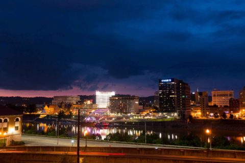 downtown at night